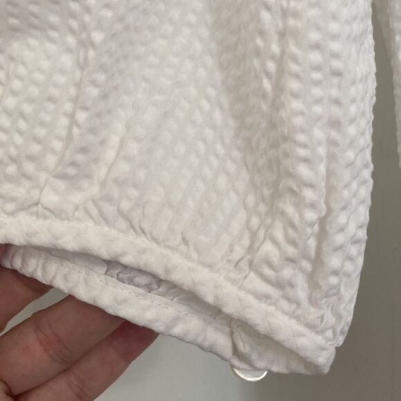 St. John white 3/4 sleeve v neck top - Picture 9 of 11